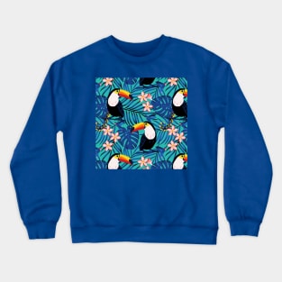 Toucans in Blue Jungle Crewneck Sweatshirt